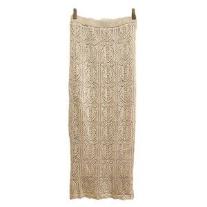 FRESHMAN 1996 Cream Crochet Knit Boho Hippie Lined Maxi Skirt Sz S
